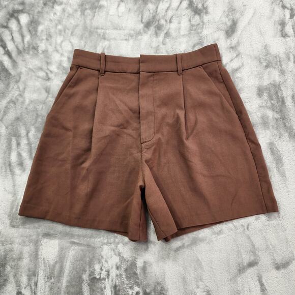 Abercrombie & Fitch Shorts Womens M Brown Dressy Tailored High Rise Pleated - Picture 1 of 10